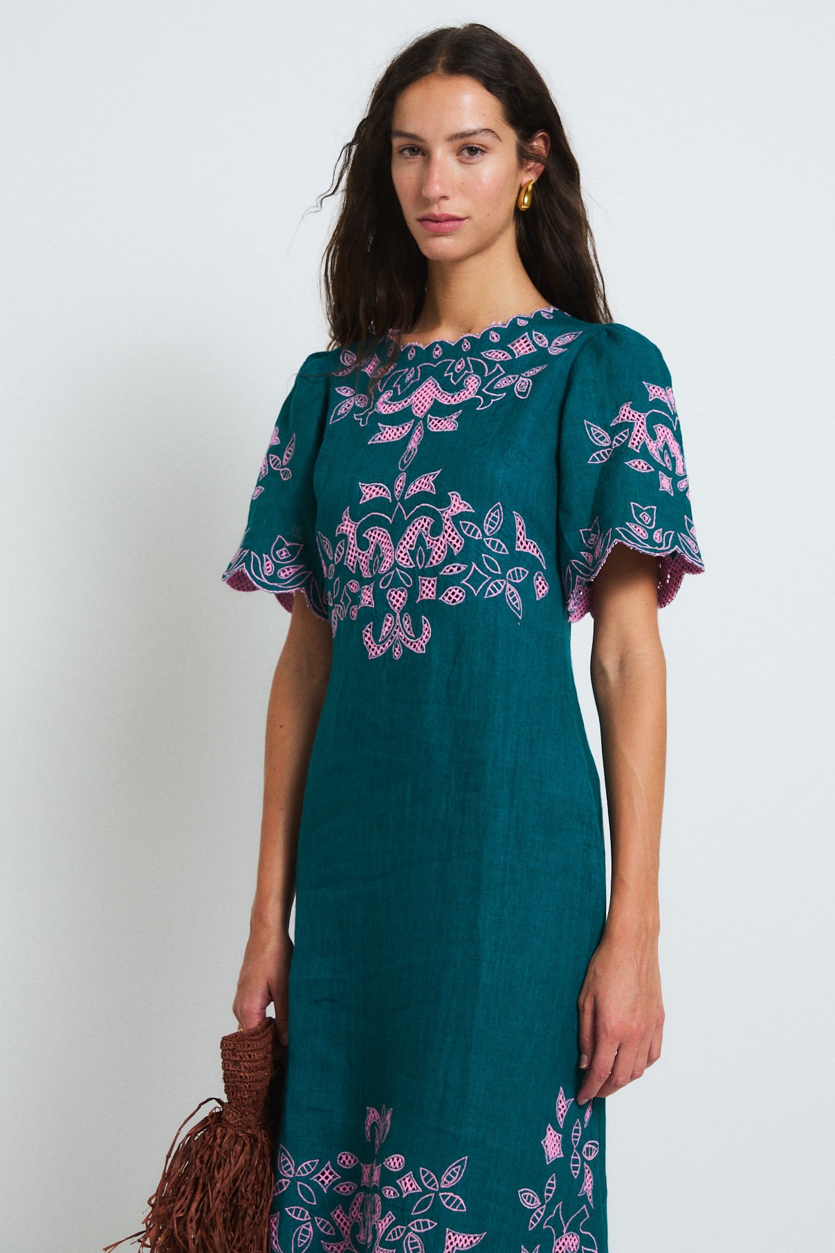 VESTIDO PEONIA EMBROIDERY COBALTO