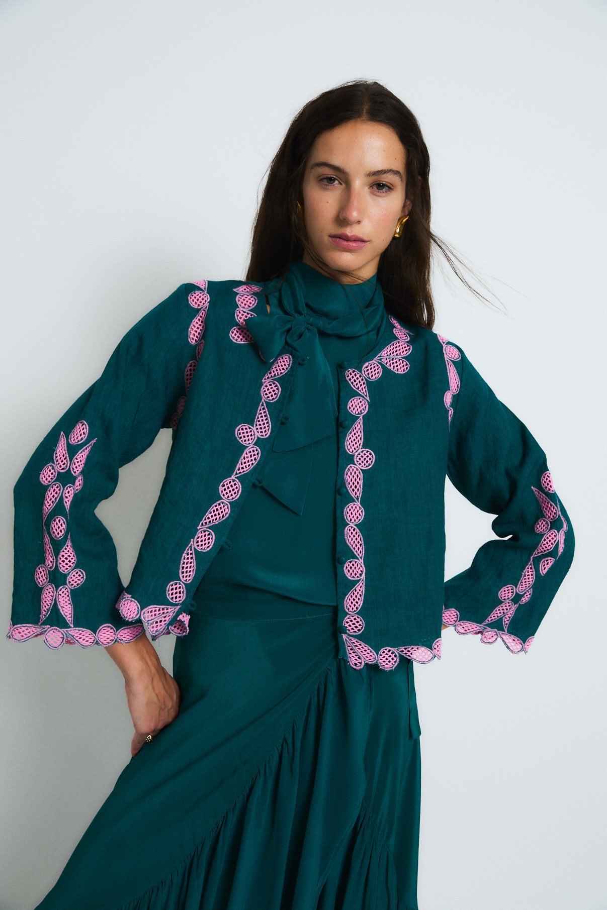 JACINTO EMBROIDERY COBALT JACKET