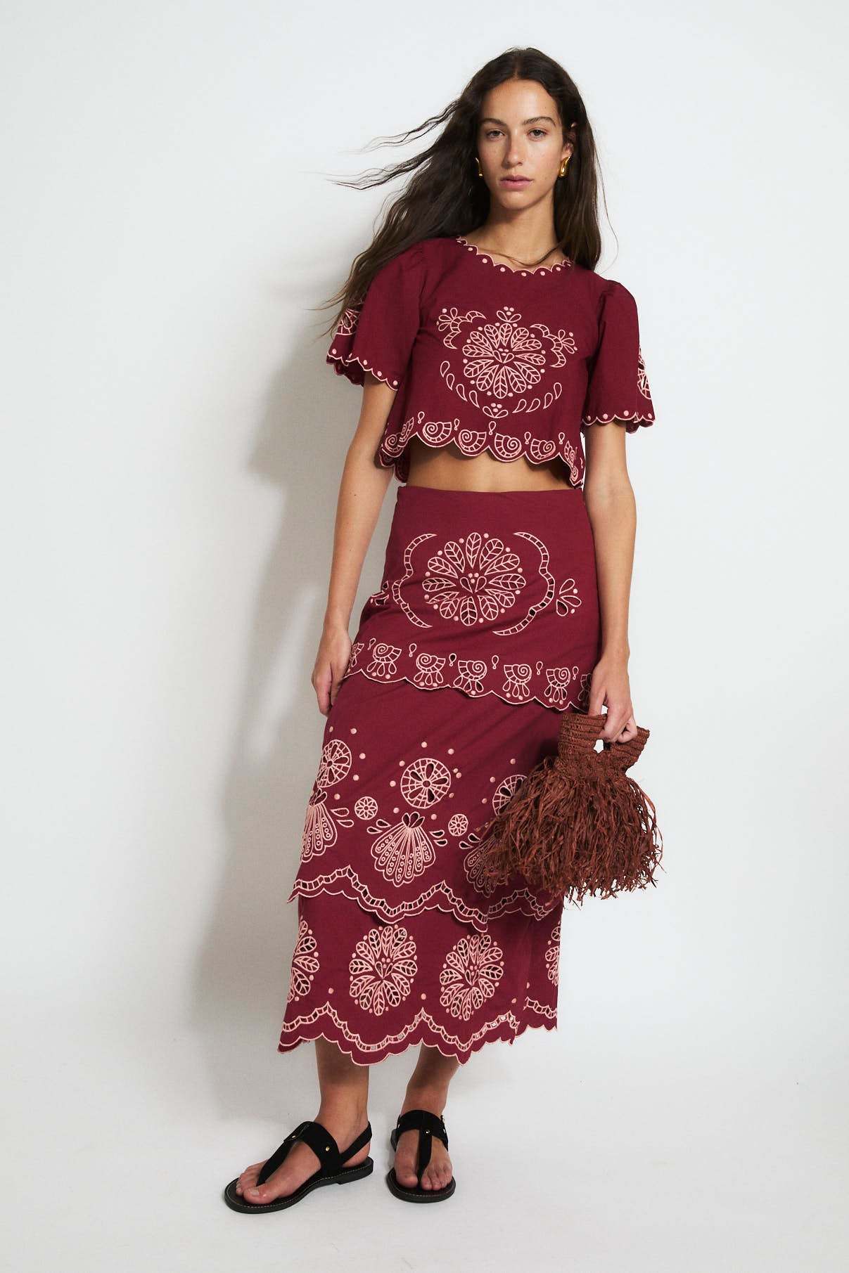 BOMBAY EMBROIDERY CHERRY SKIRT