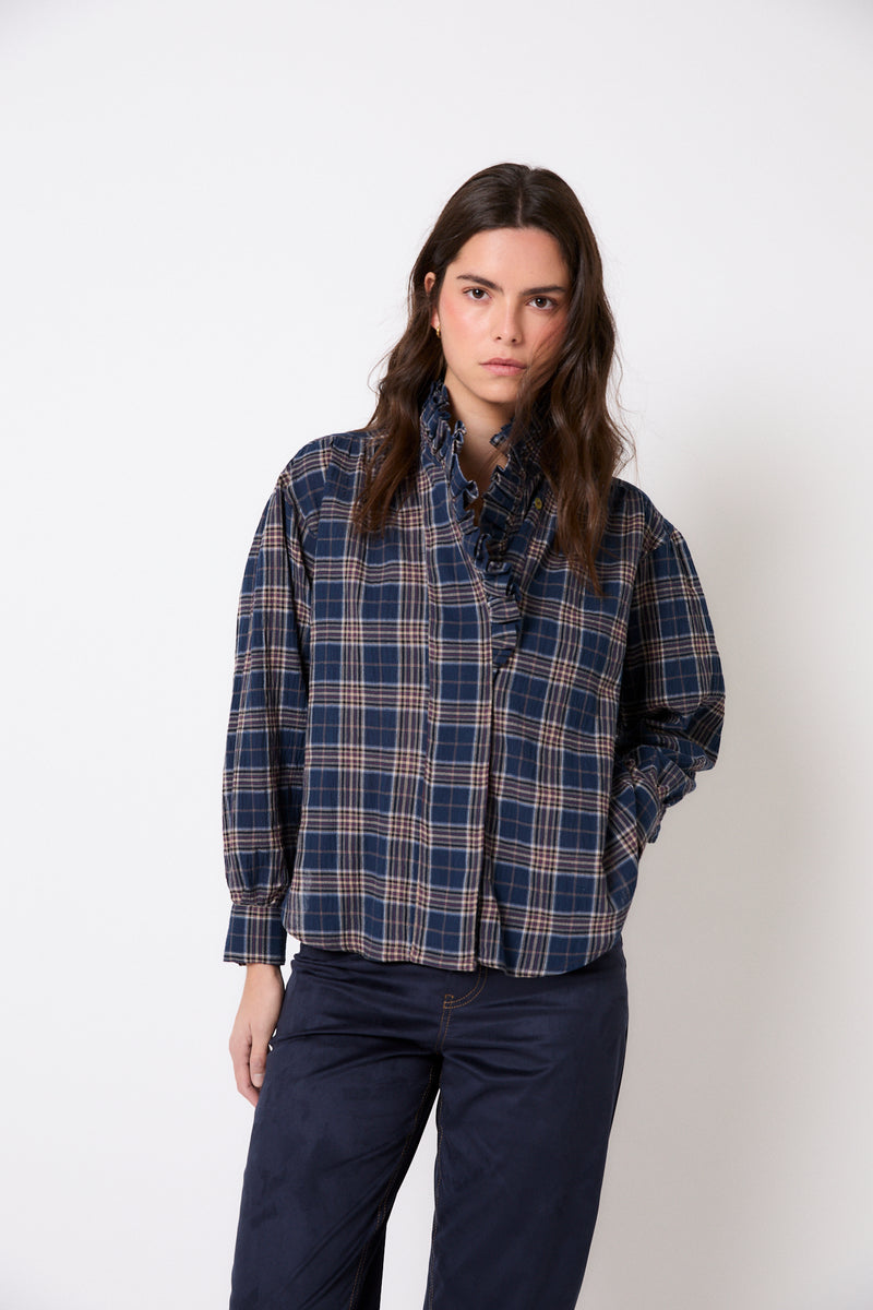 BLUSA MARIBEL CUADRO AZUL