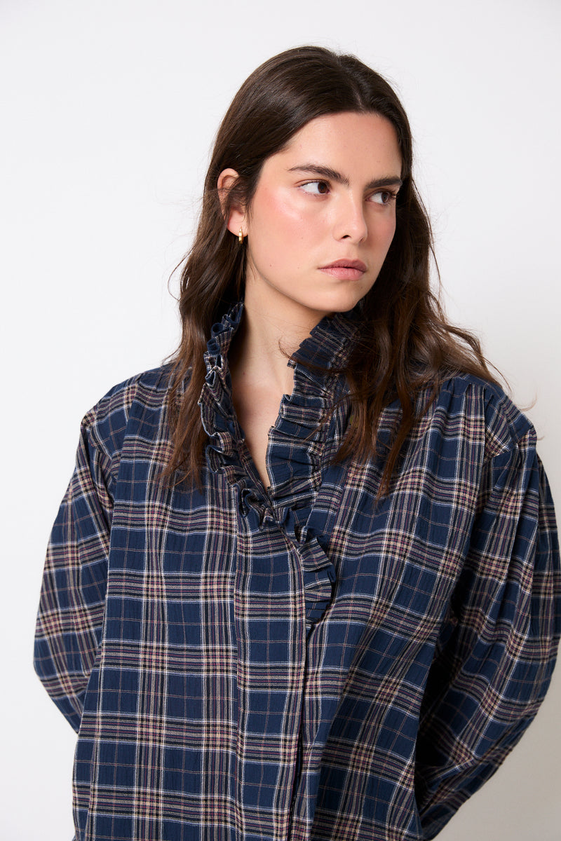 BLUSA MARIBEL CUADRO AZUL