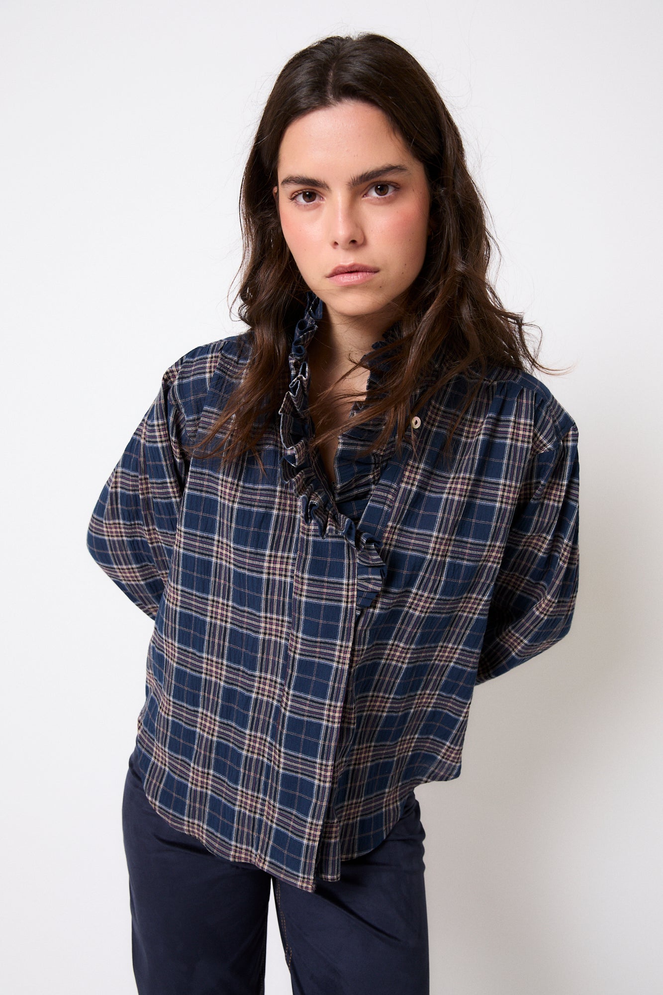 BLUSA MARIBEL CUADRO AZUL