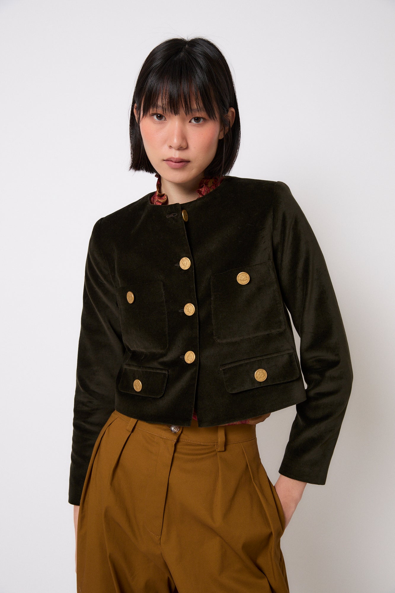 CHAQUETA AINA VELVET KAKI