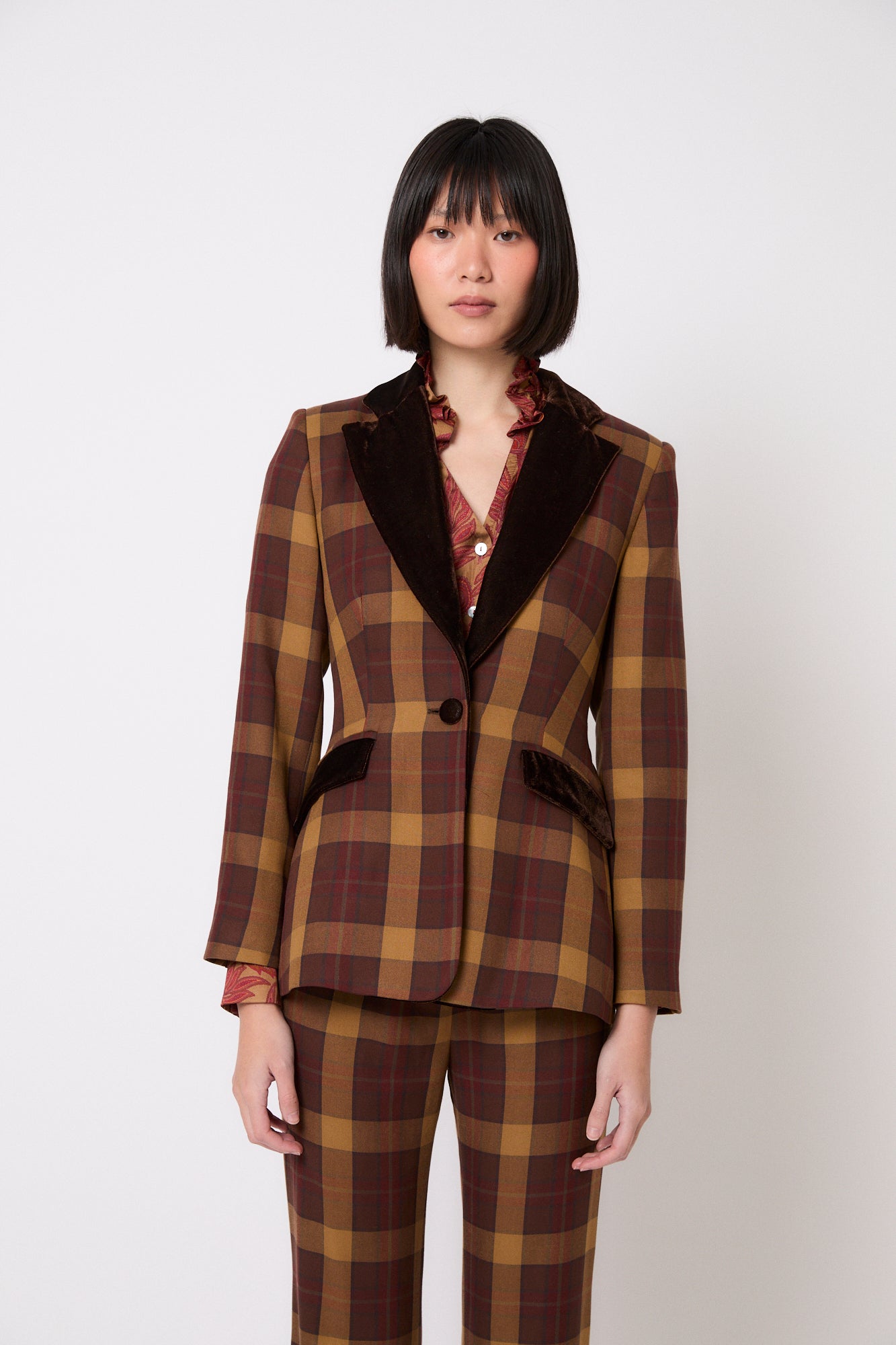 BLAZER ANA MADRAS MARRON