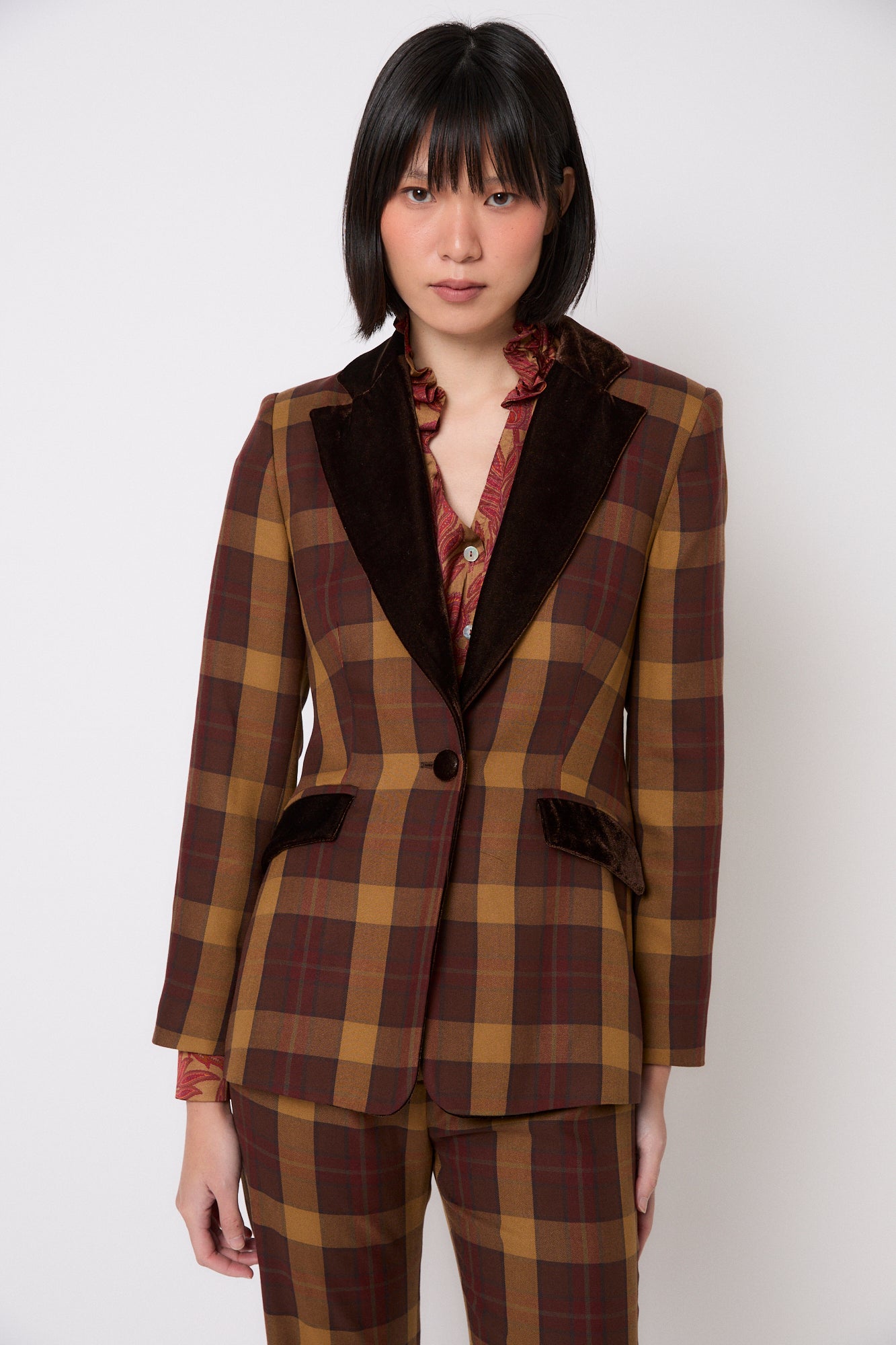 BLAZER ANA MADRAS MARRON