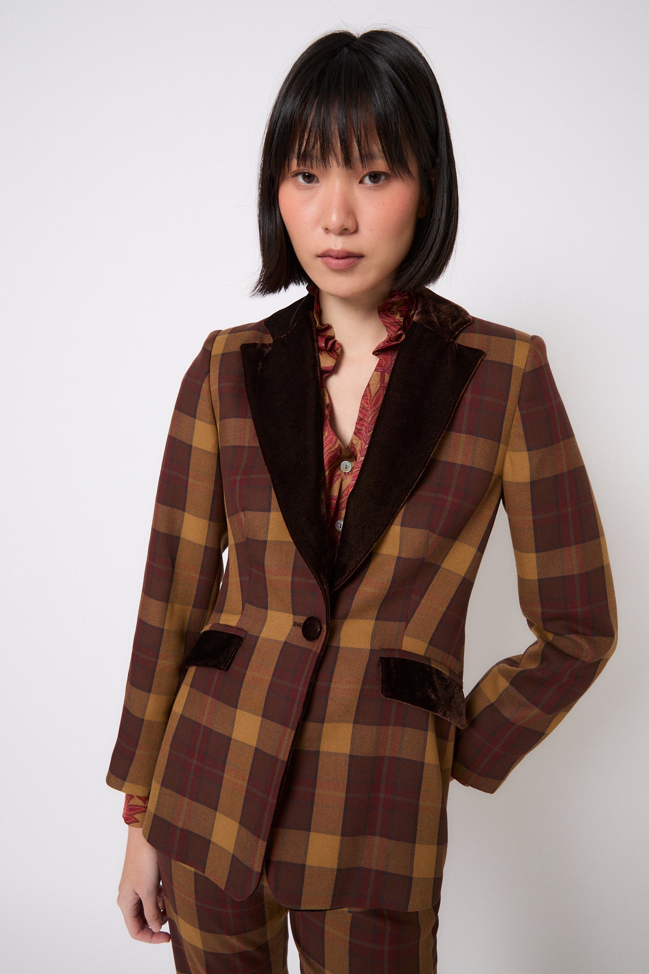 BLAZER ANA MADRAS MARRON