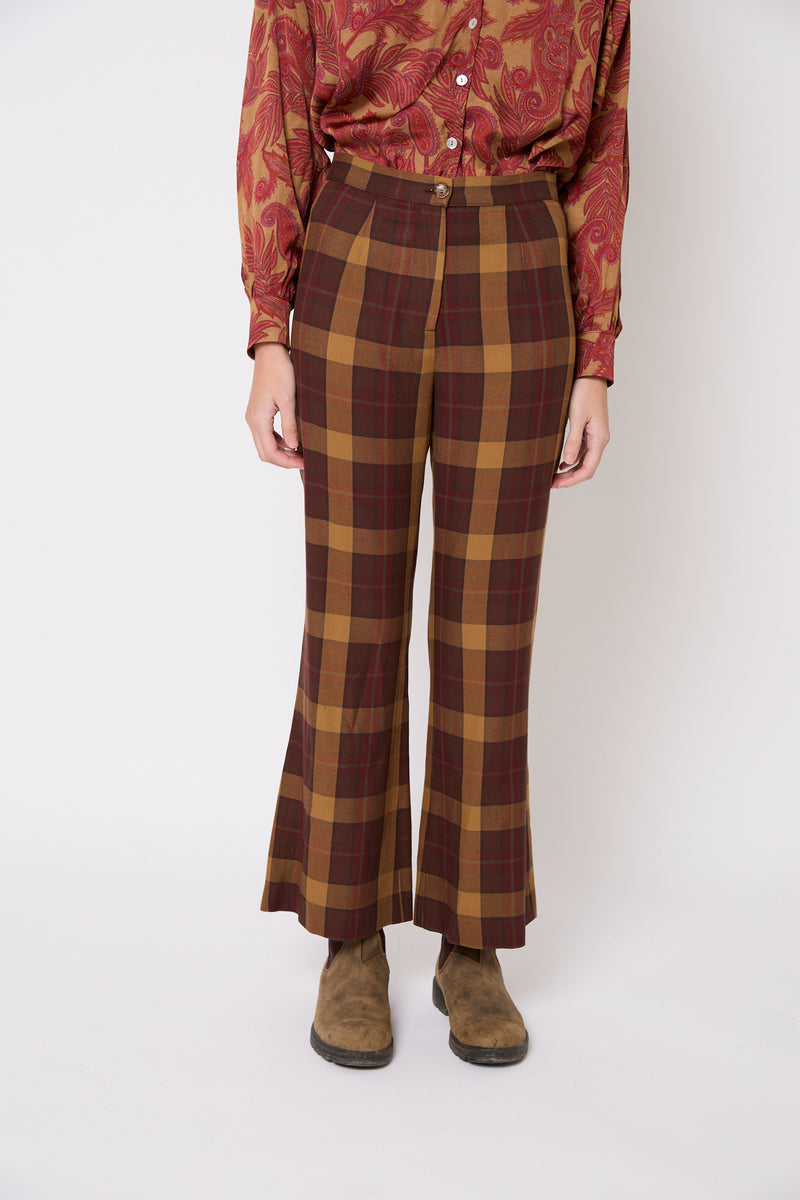PANTALON OCHENTA MADRAS MARRON