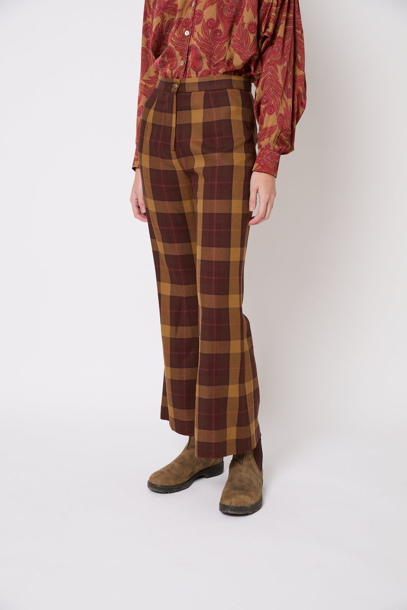 PANTALON OCHENTA MADRAS MARRON