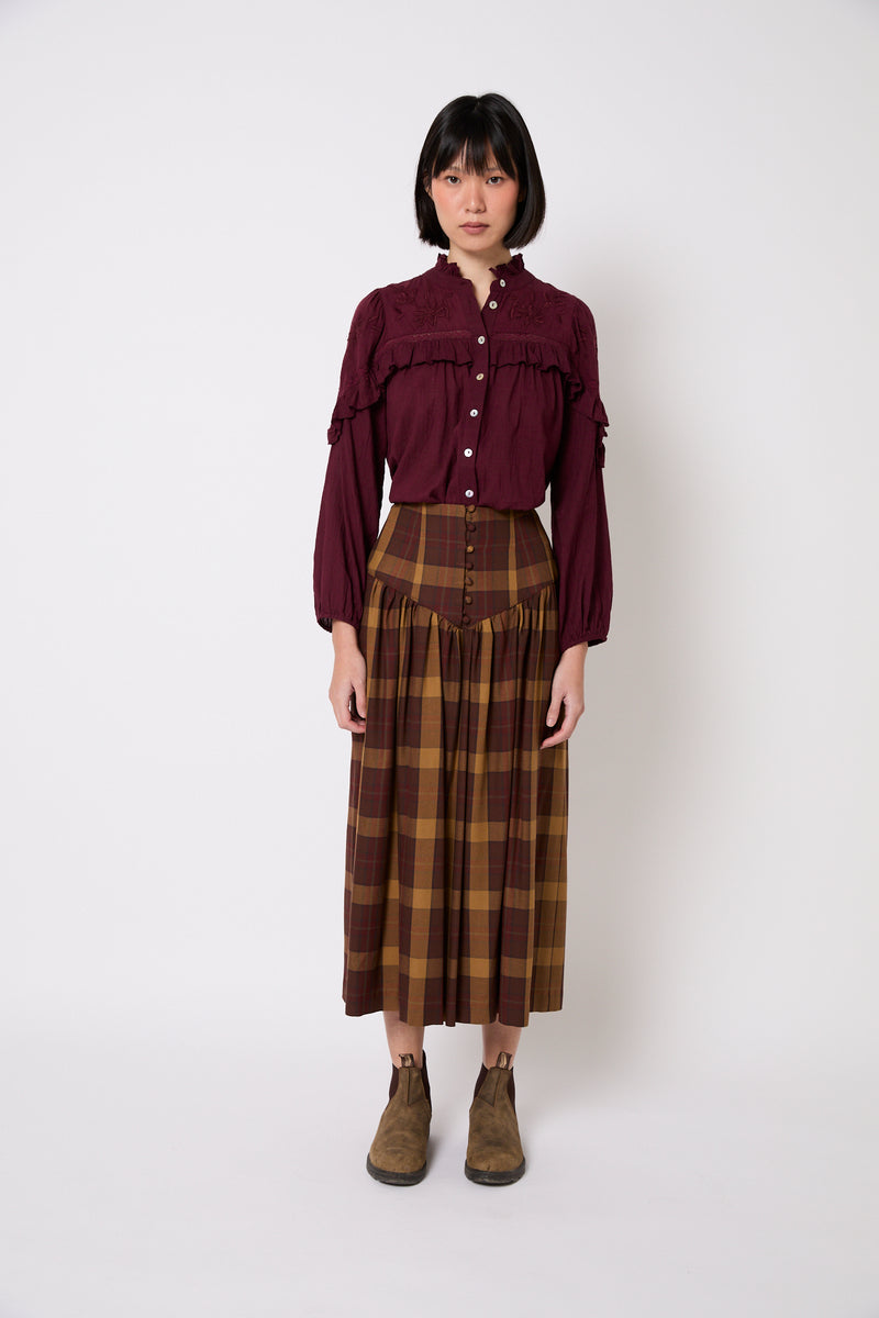 JUPE FEDE MADRAS MARRON