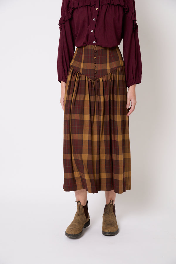 JUPE FEDE MADRAS MARRON