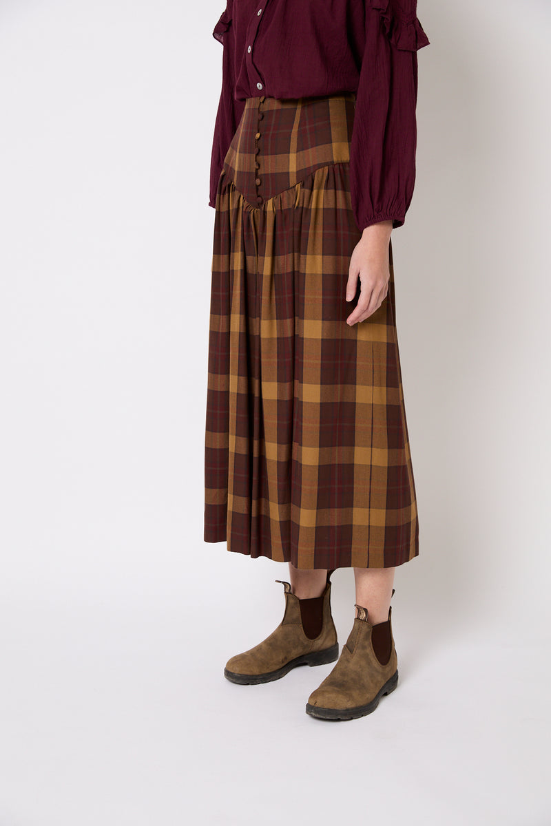 JUPE FEDE MADRAS MARRON