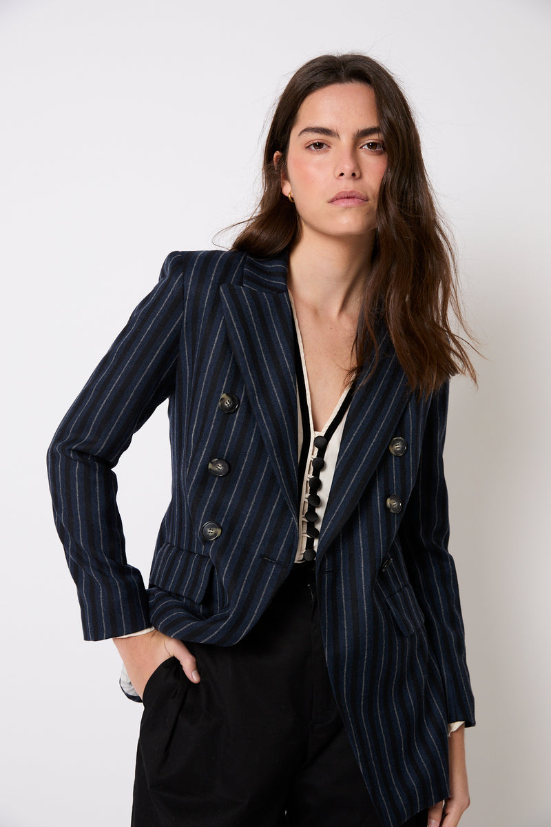 BLAZER CRUZADA RAYAS MARINO