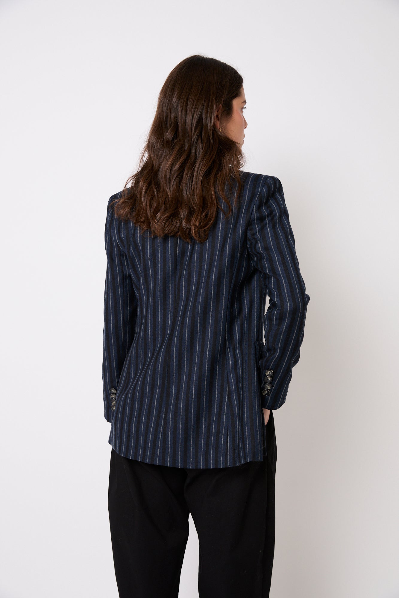 BLAZER CRUZADA RAYAS MARINO