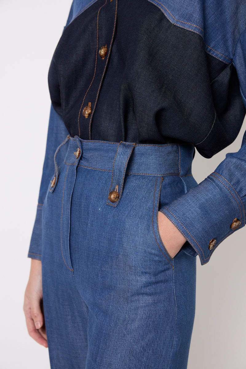 TOTAL LOOK TEJAS TENCEL AZUL