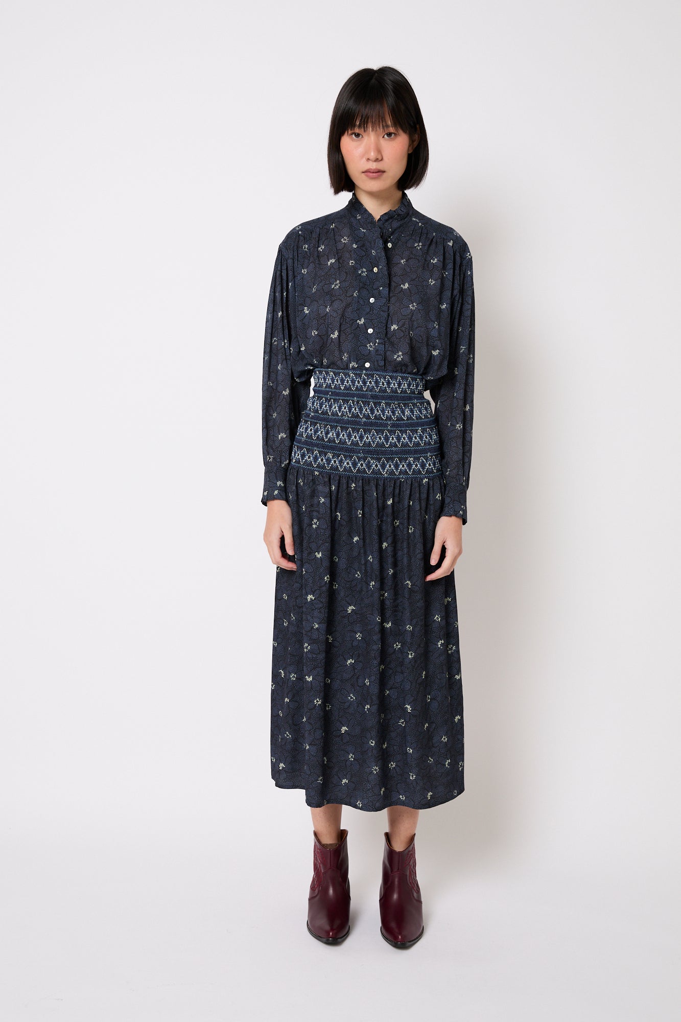 BLUSA CATALINA FLOR AZUL