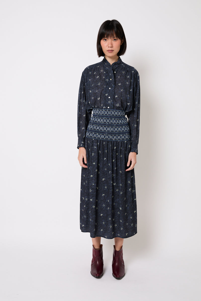 BLUSA CATALINA FLOR AZUL