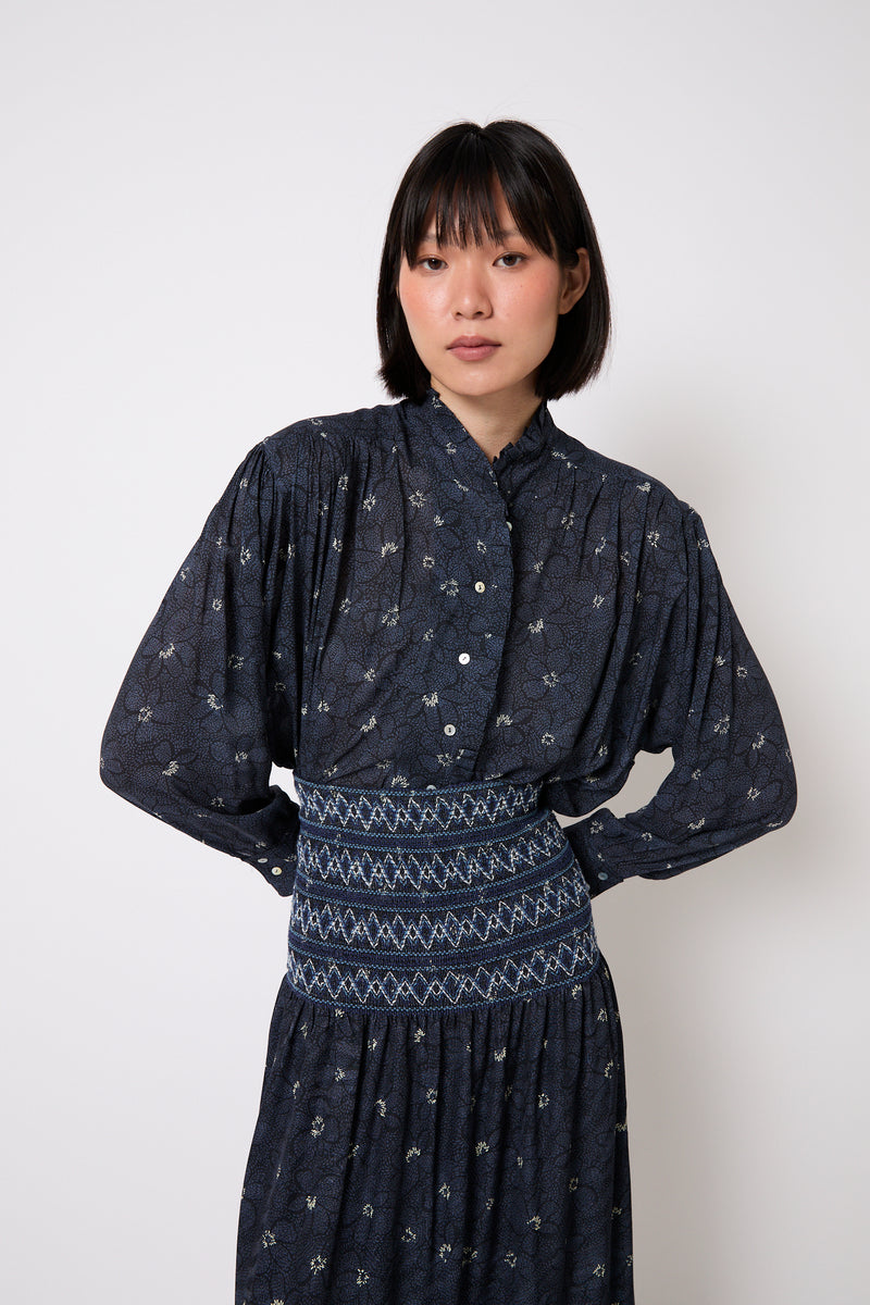 BLUSA CATALINA FLOR AZUL