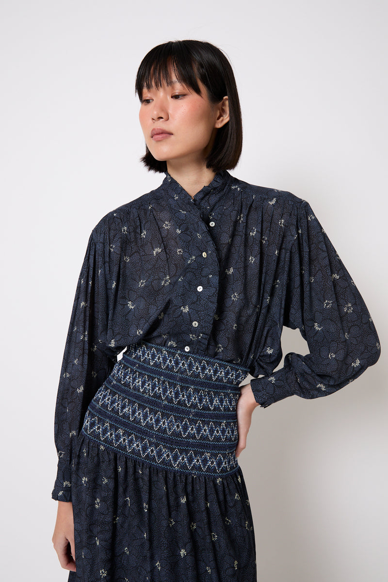 BLUSA CATALINA FLOR AZUL