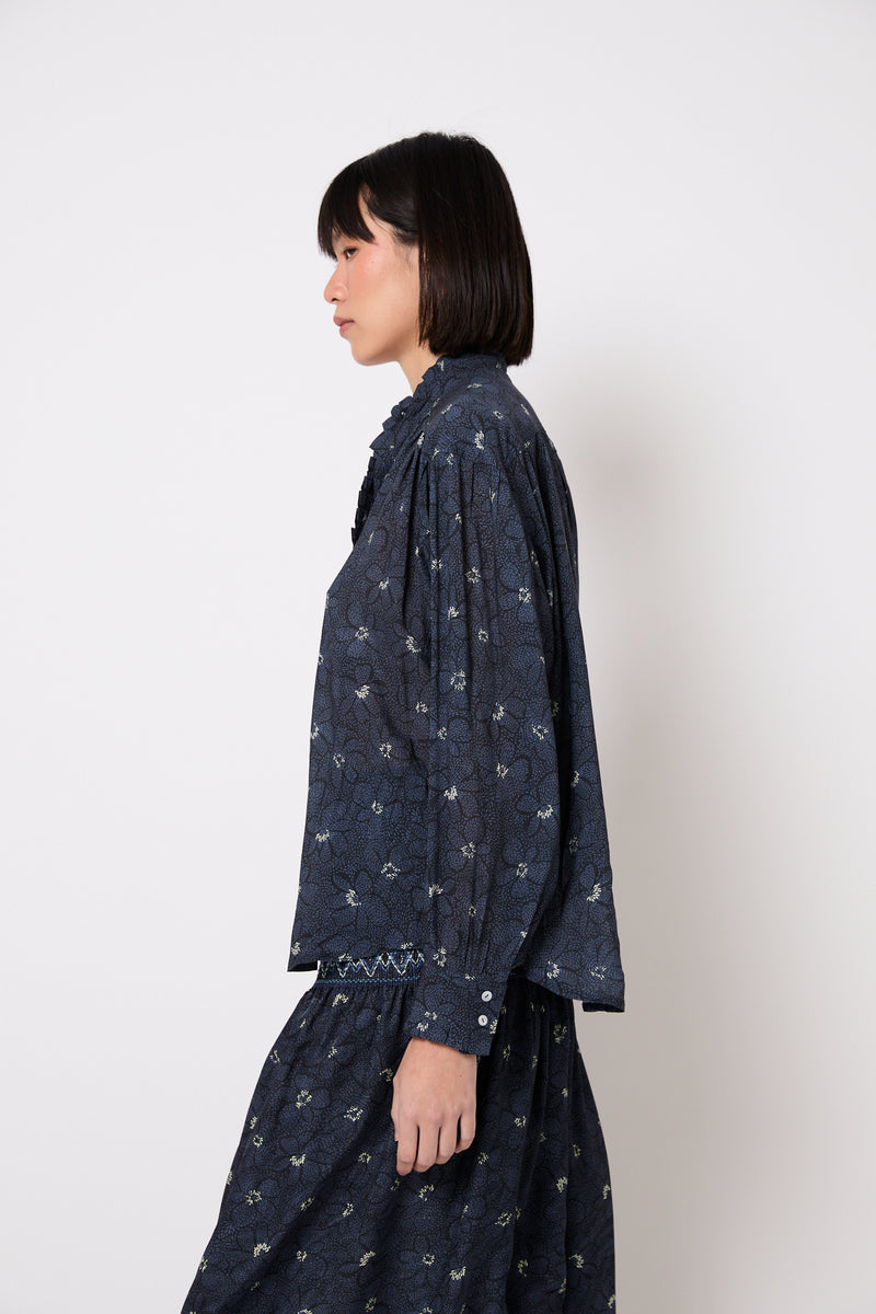 BLUSA CATALINA FLOR AZUL