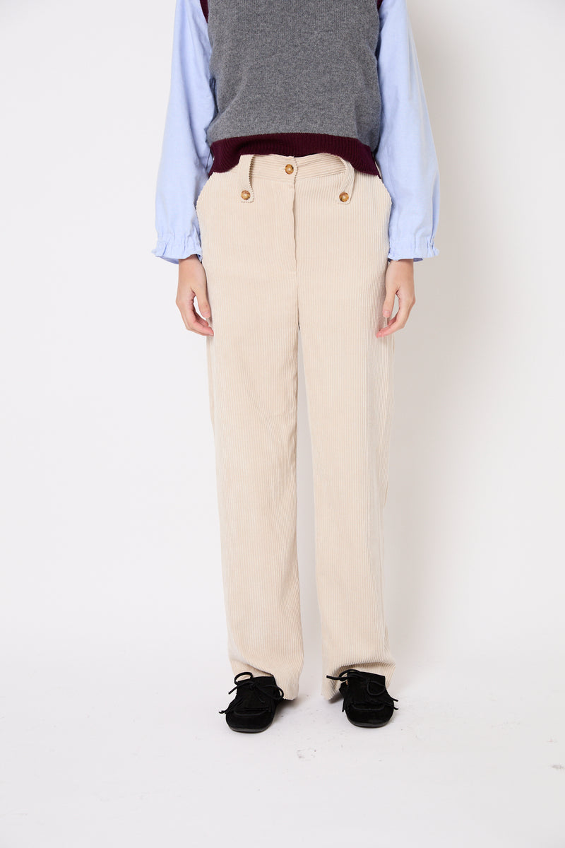 PANTALON CUCA VELOURS CÔTELÉ ECRU