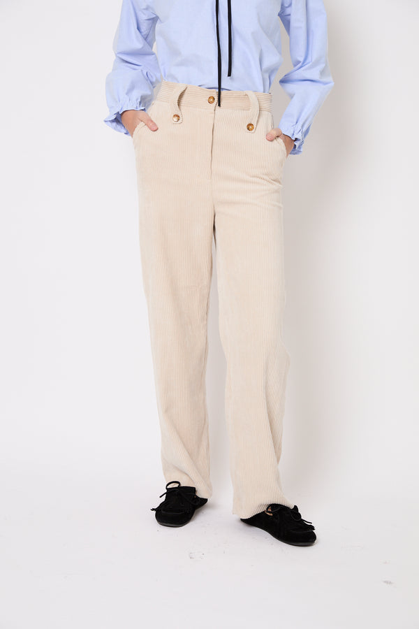 PANTALON CUCA VELOURS CÔTELÉ ECRU