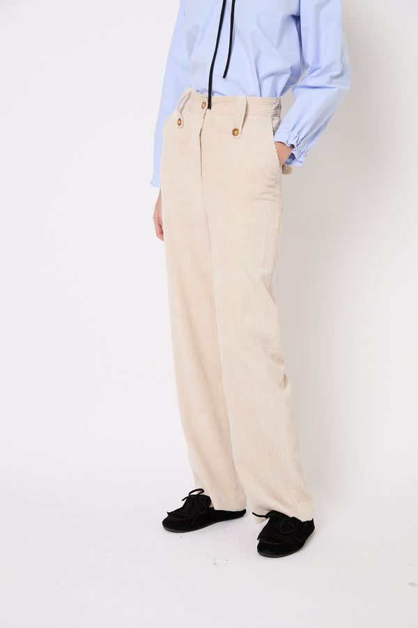 PANTALON CUCA VELOURS CÔTELÉ ECRU