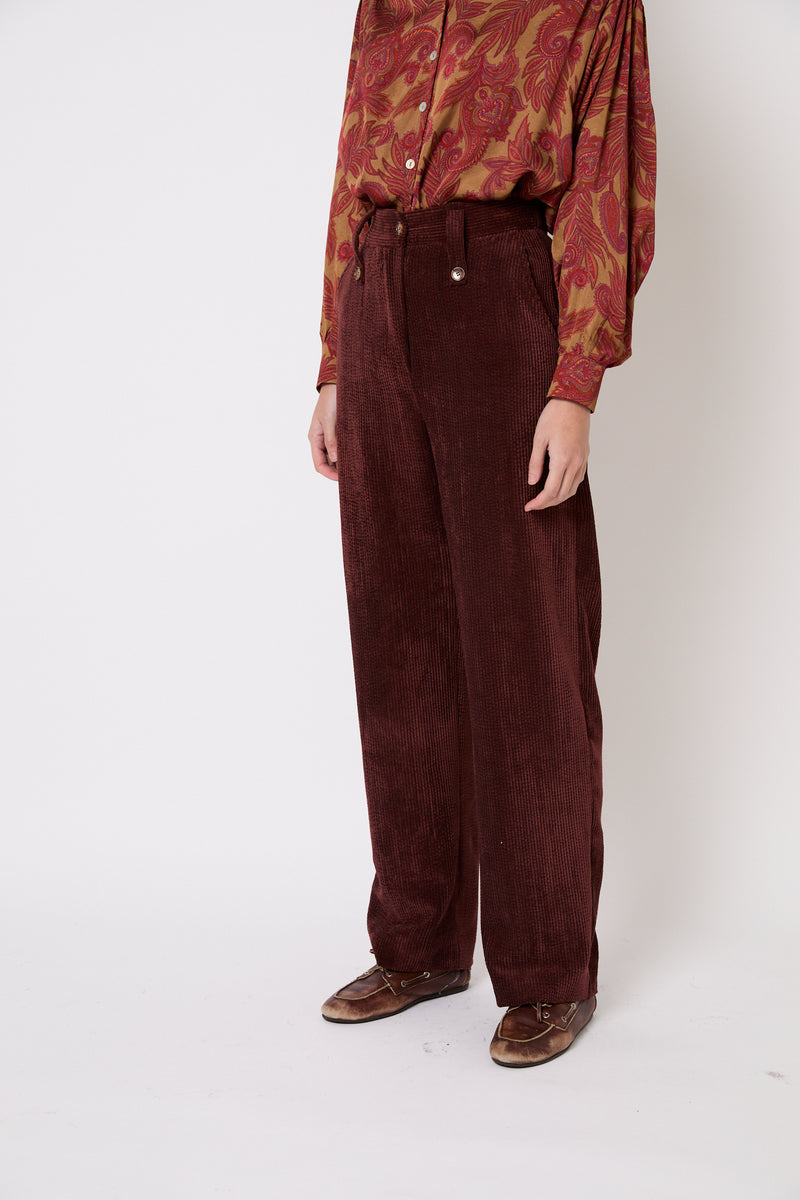 PANTALON CUCA VELOURS CÔTELÉ MARRON