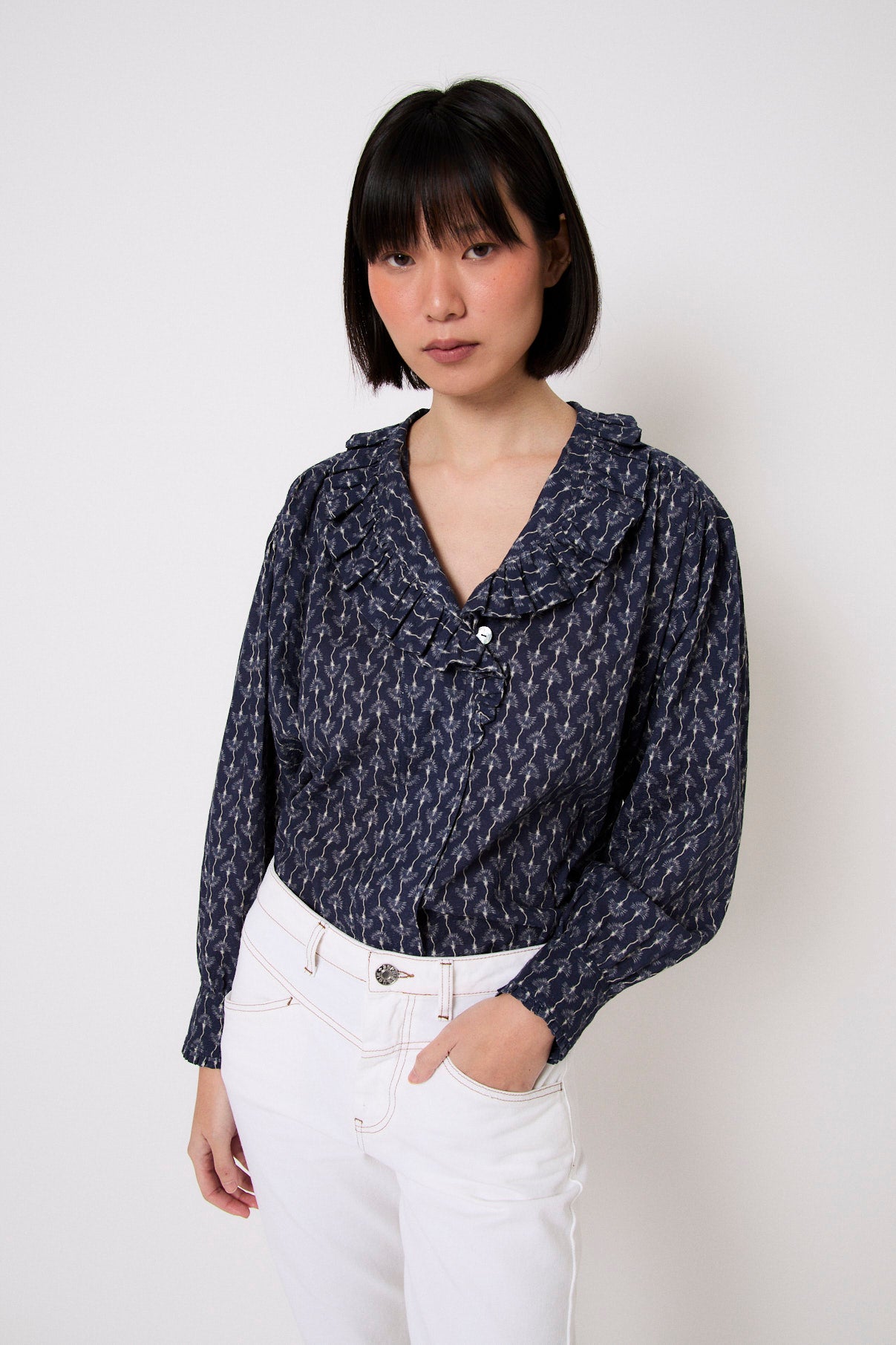 MARIBEL FLORINDA NAVY BLOUSE