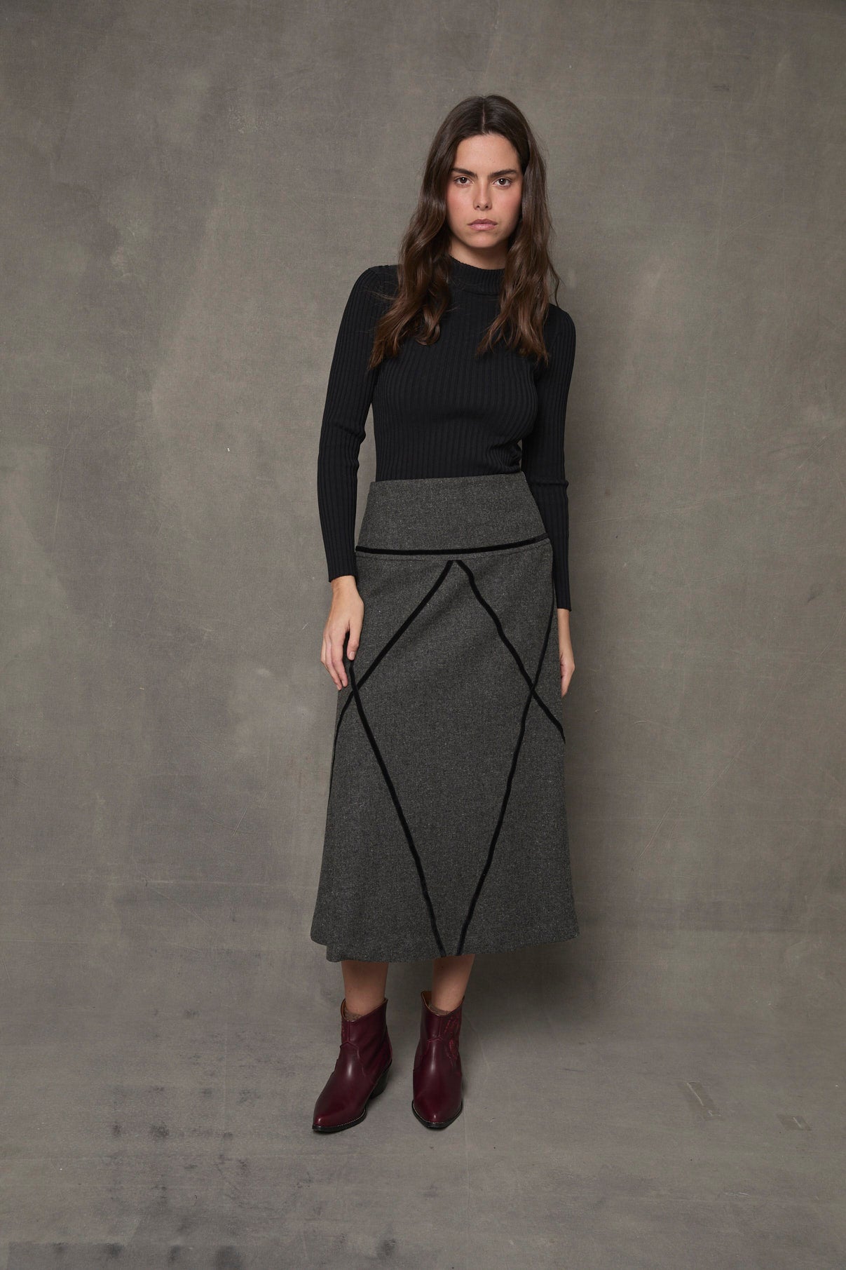 FALDA ROMBO SHETLAND MARENGO