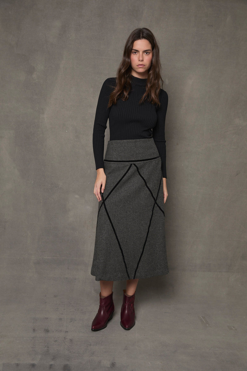 JUPE ROMBO SHETLAND MARENGO