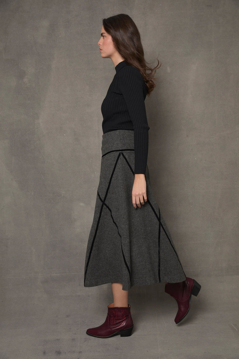 JUPE ROMBO SHETLAND MARENGO