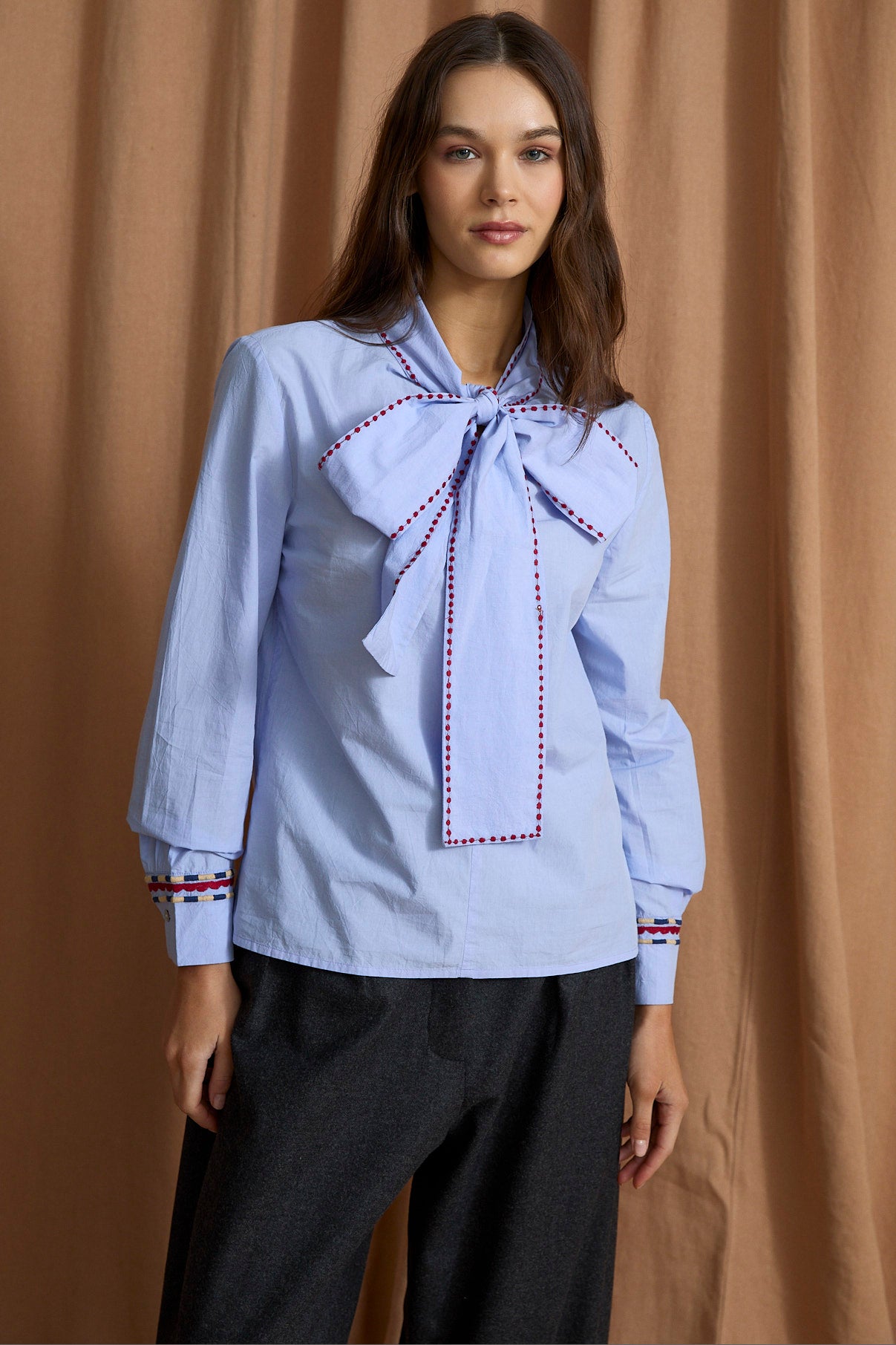 BLUSA LUCIANA POPELIN AZUL
