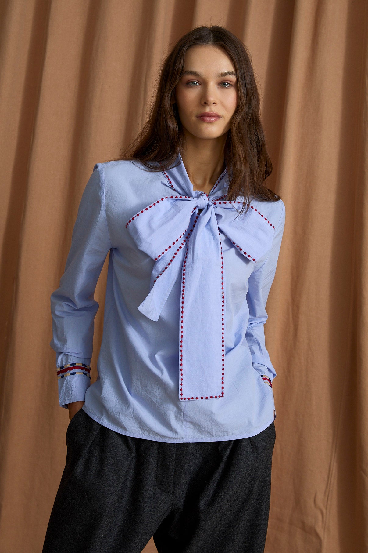BLUSA LUCIANA POPELIN AZUL