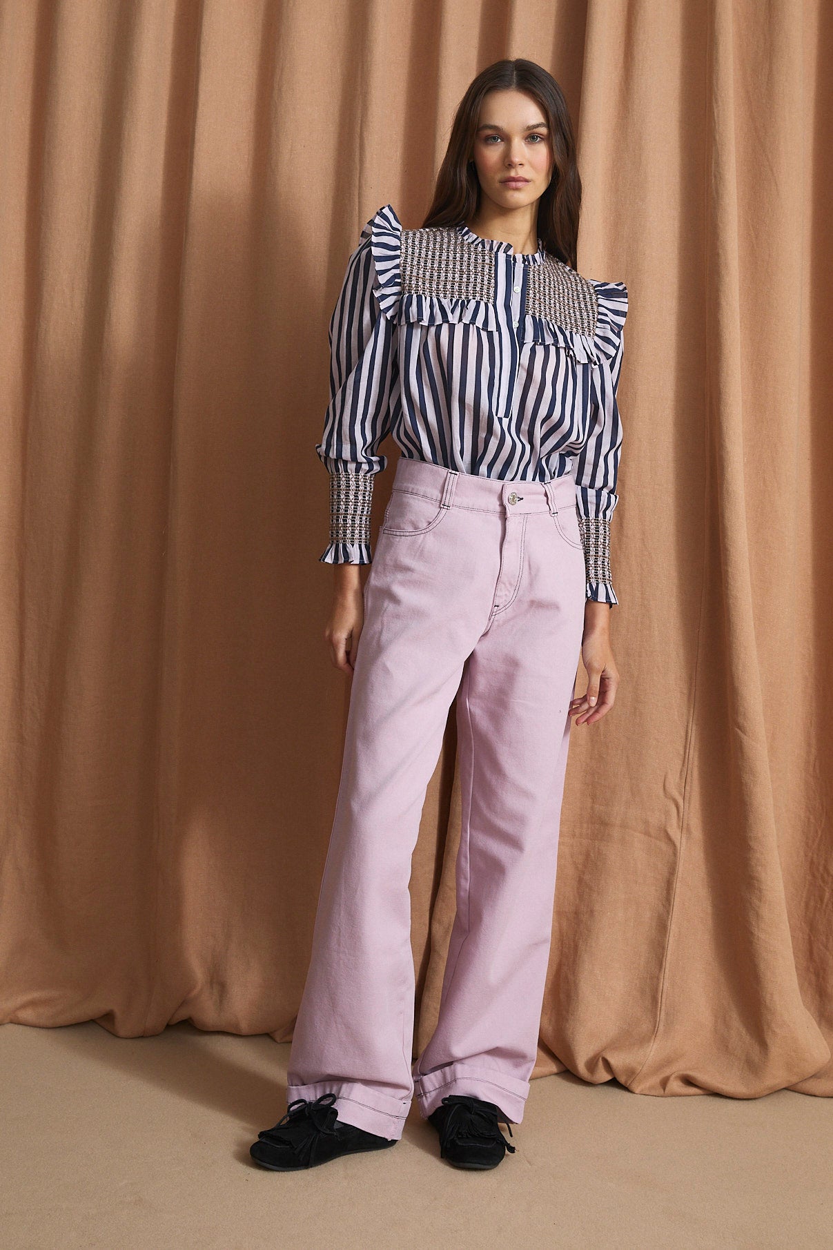 BLUSA CONCHITA LINEAS MALVA