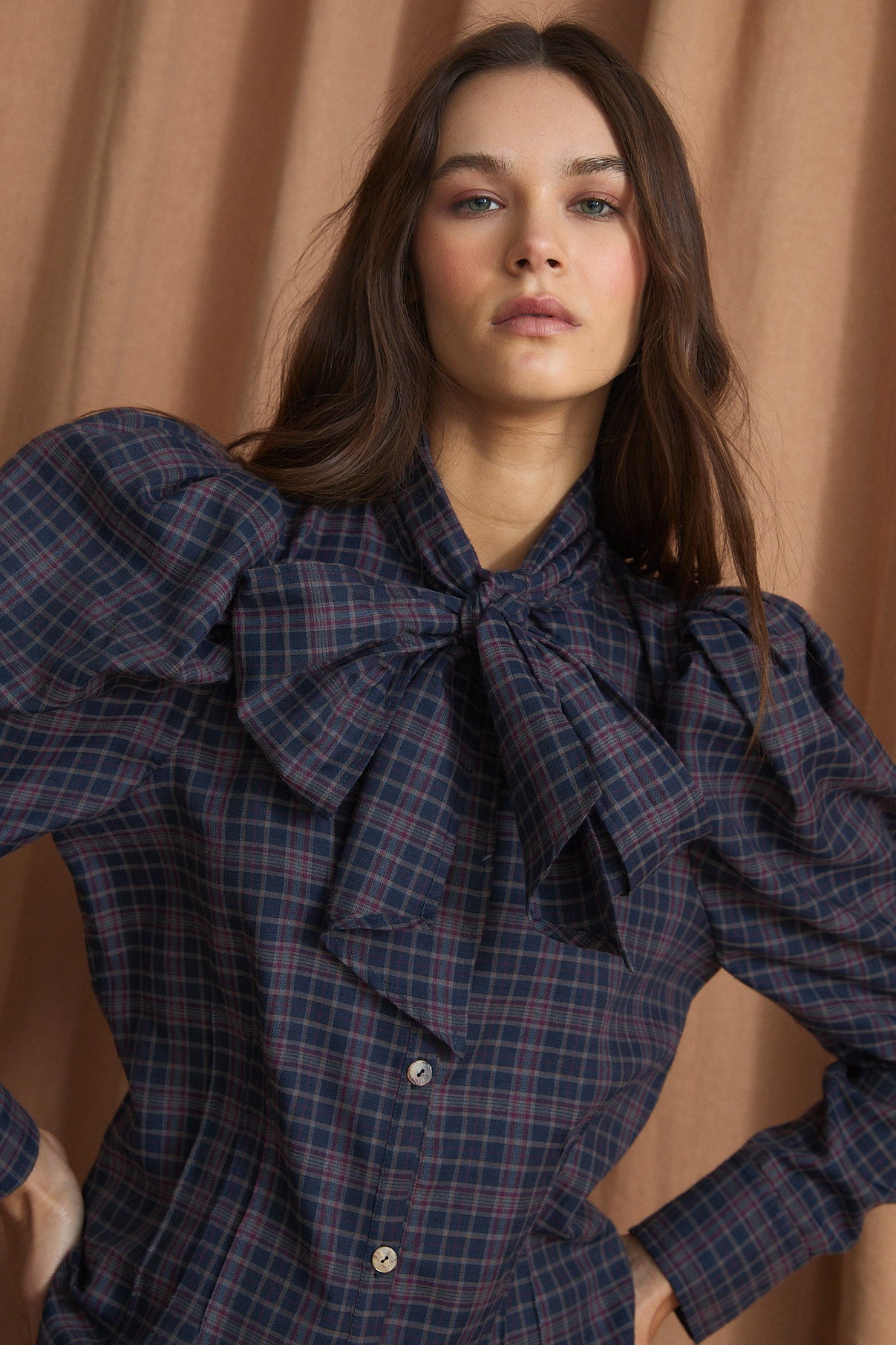 PAJARITA MADRAS BLUE BLOUSE