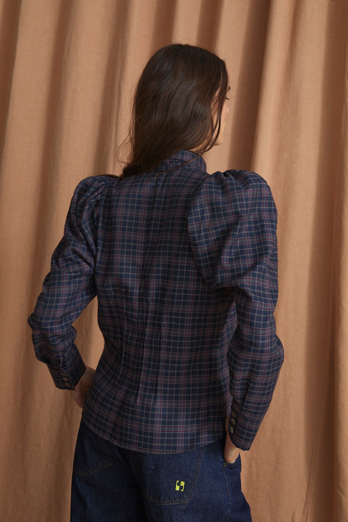 PAJARITA MADRAS BLUE BLOUSE