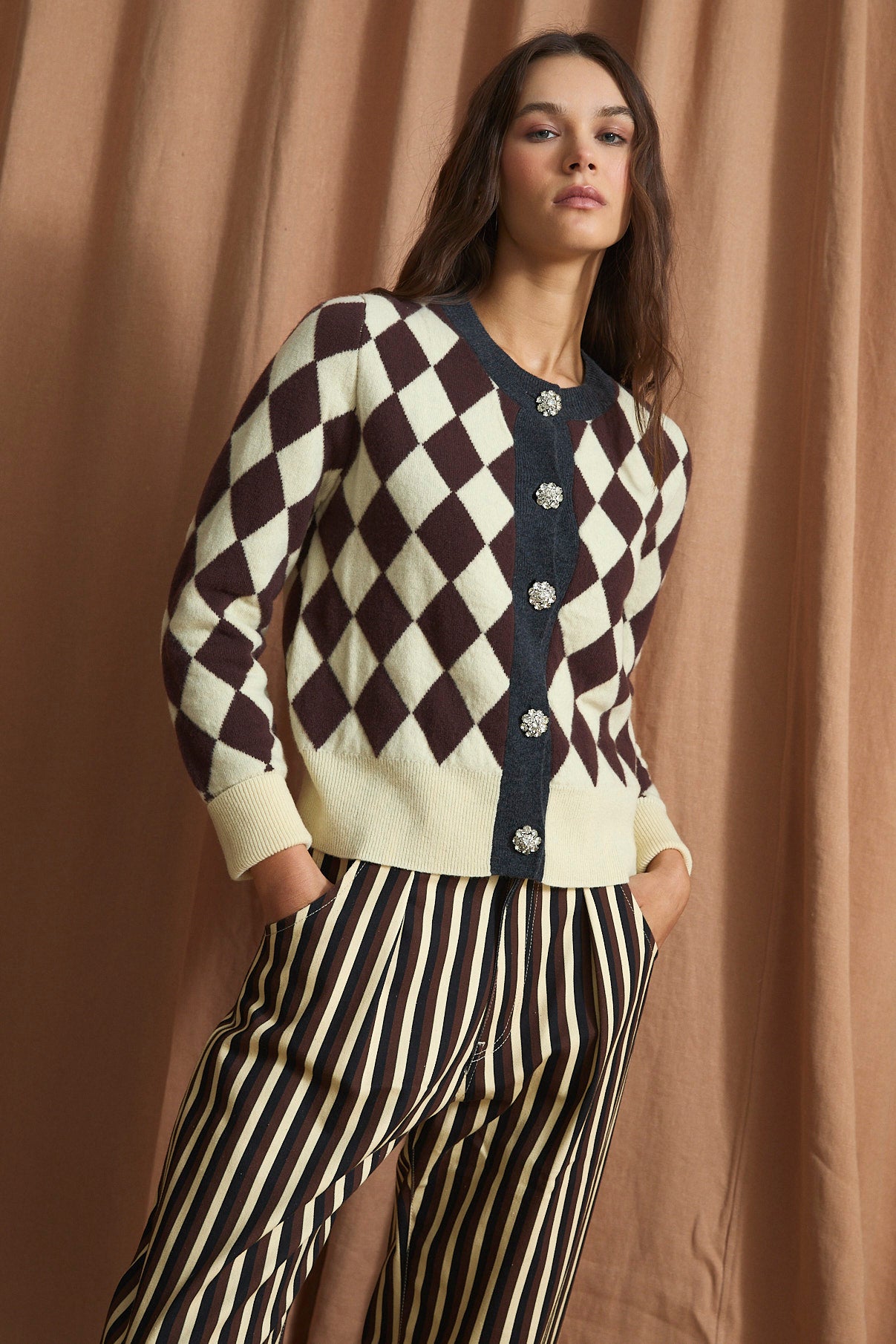 ARLEQUIN KNITTED BUTTER JACKET