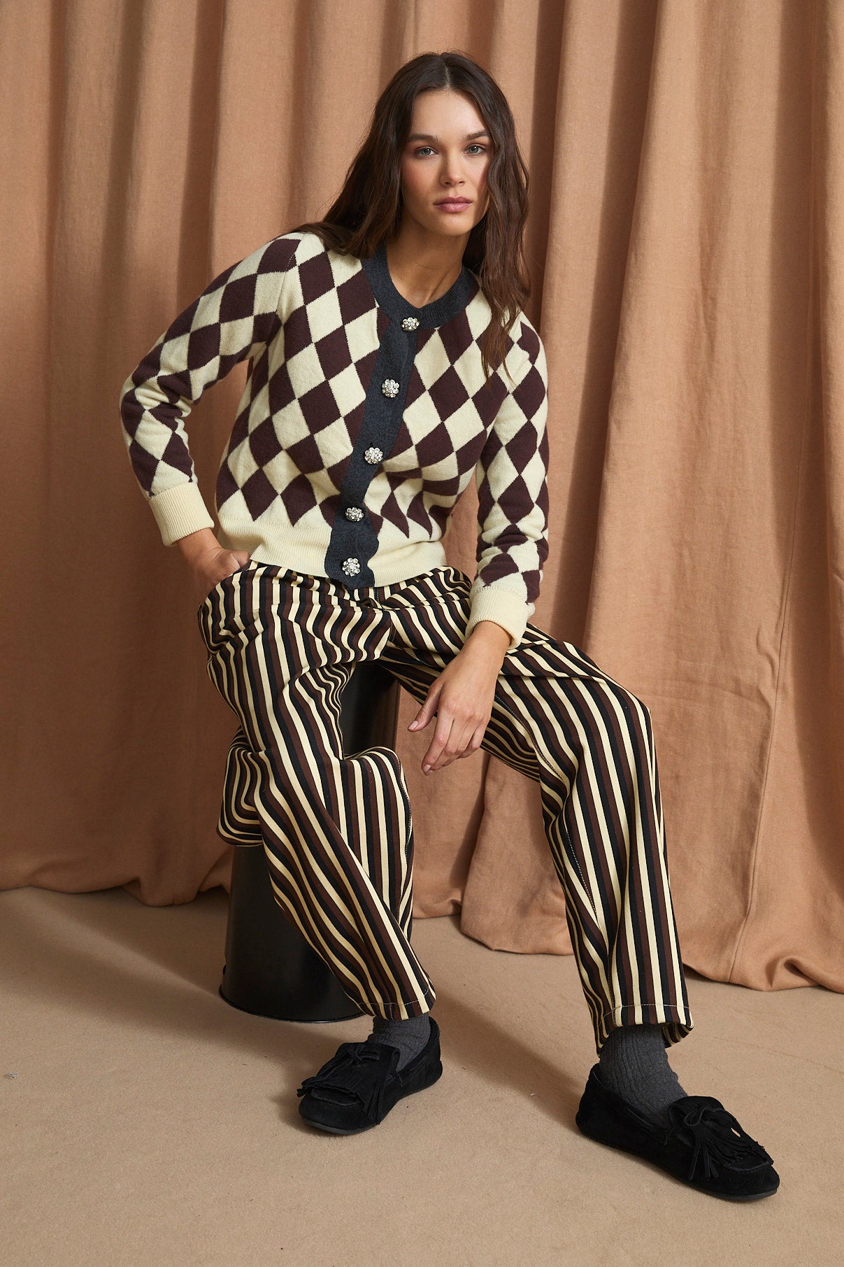 ARLEQUIN KNITTED BUTTER JACKET