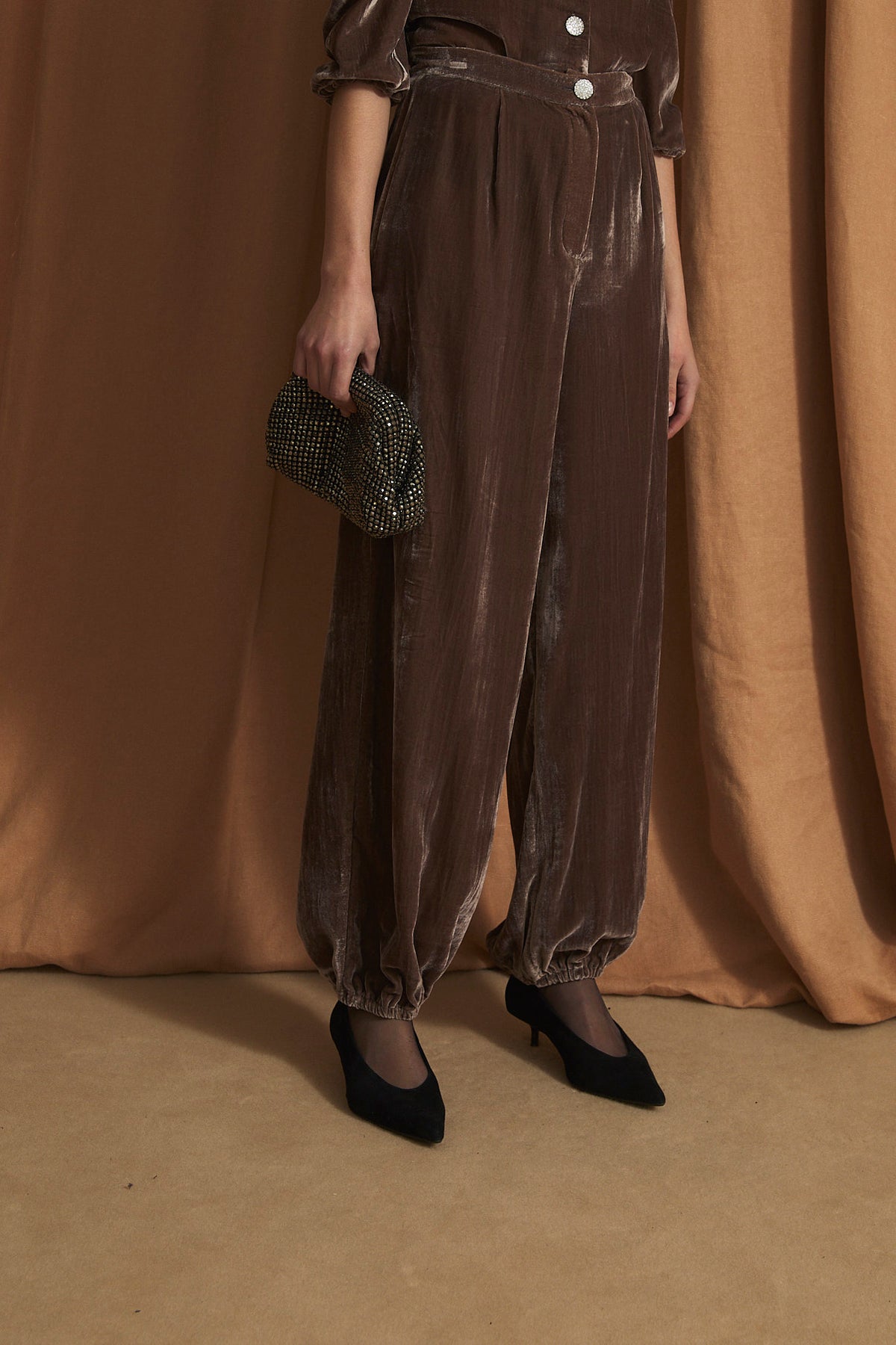 LINDA VELVET BROWN  TROUSERS
