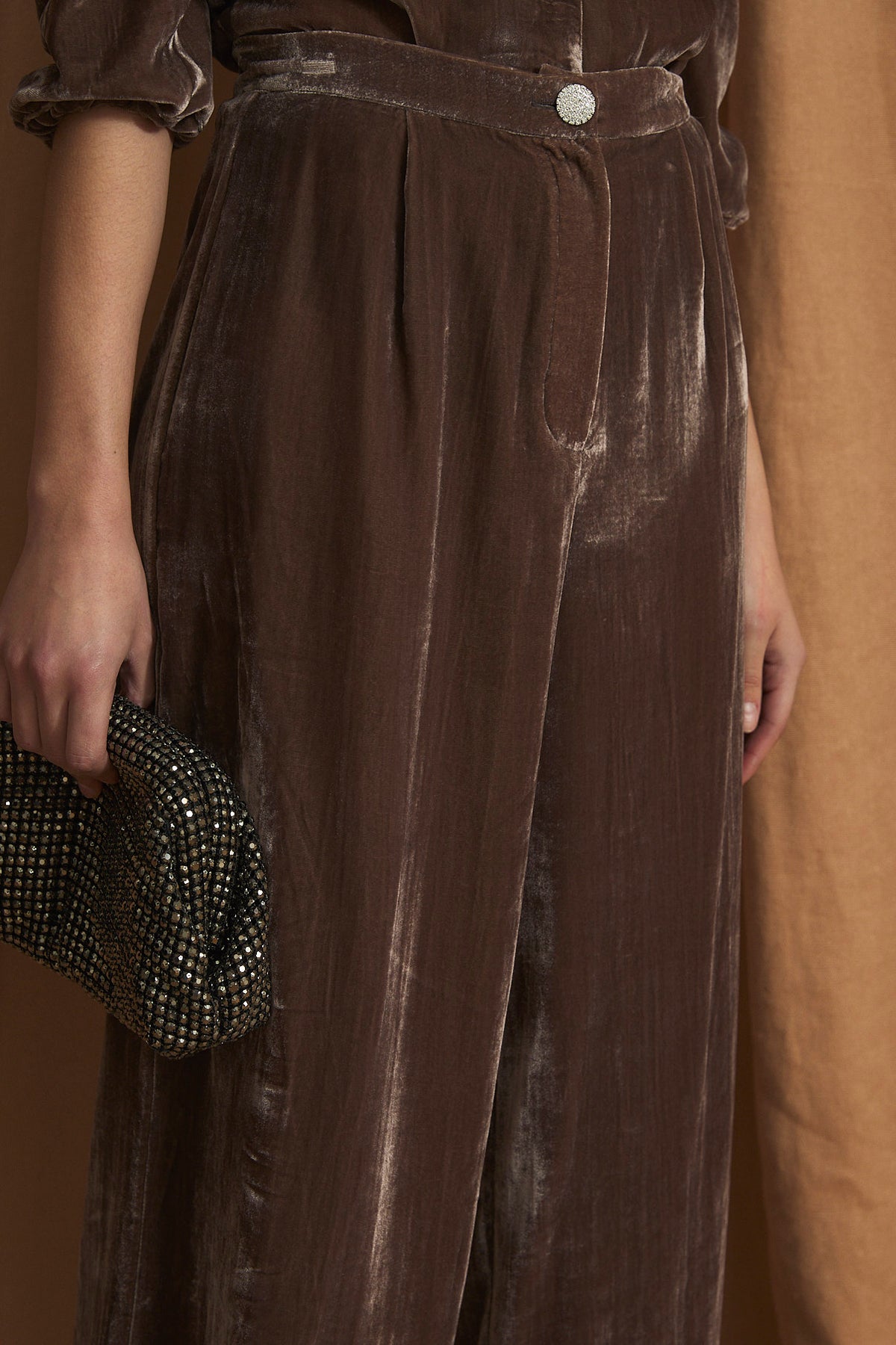 LINDA VELVET BROWN  TROUSERS