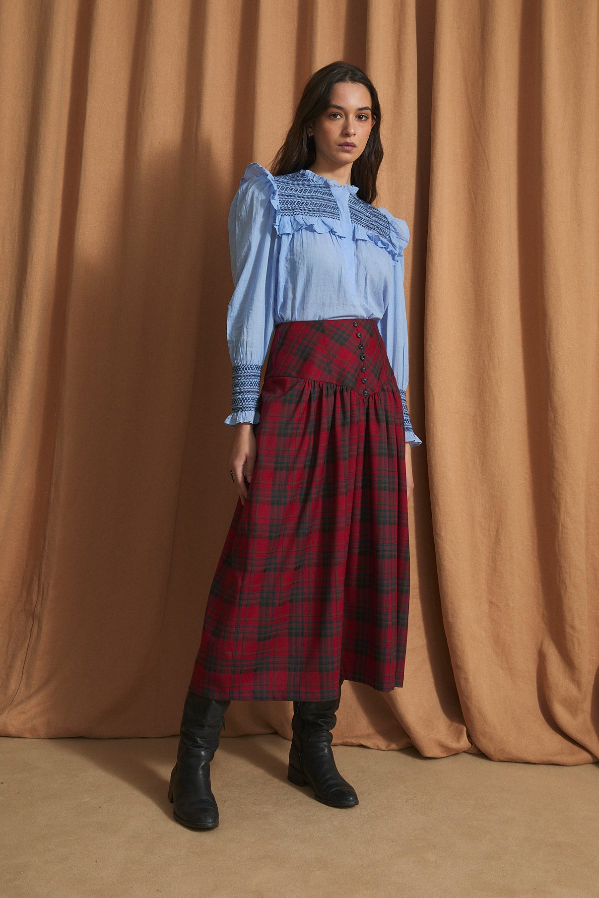 FALDA FEDE TARTAN ROJO