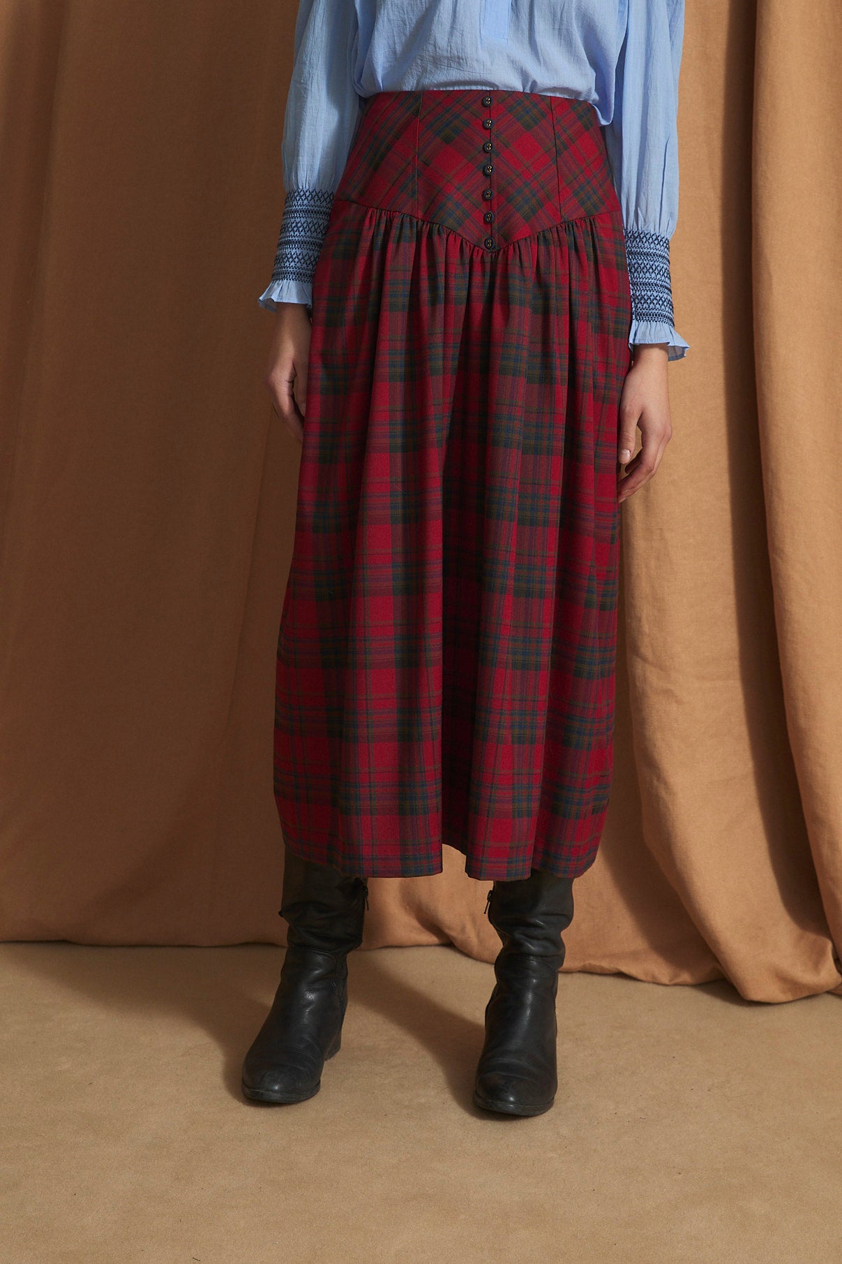 FALDA FEDE TARTAN ROJO