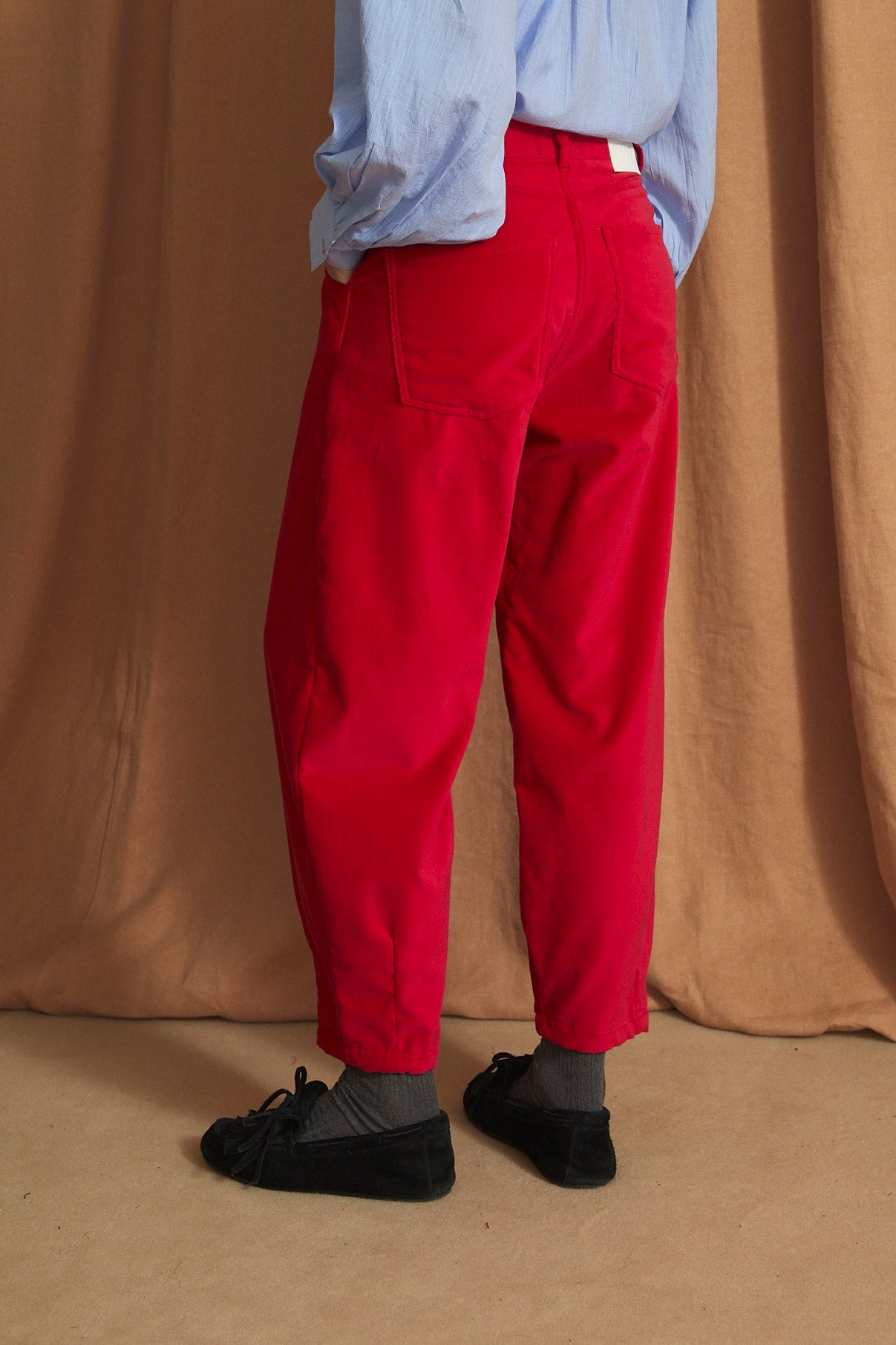 PANTALON BOYFRIEND VELVET ROJO