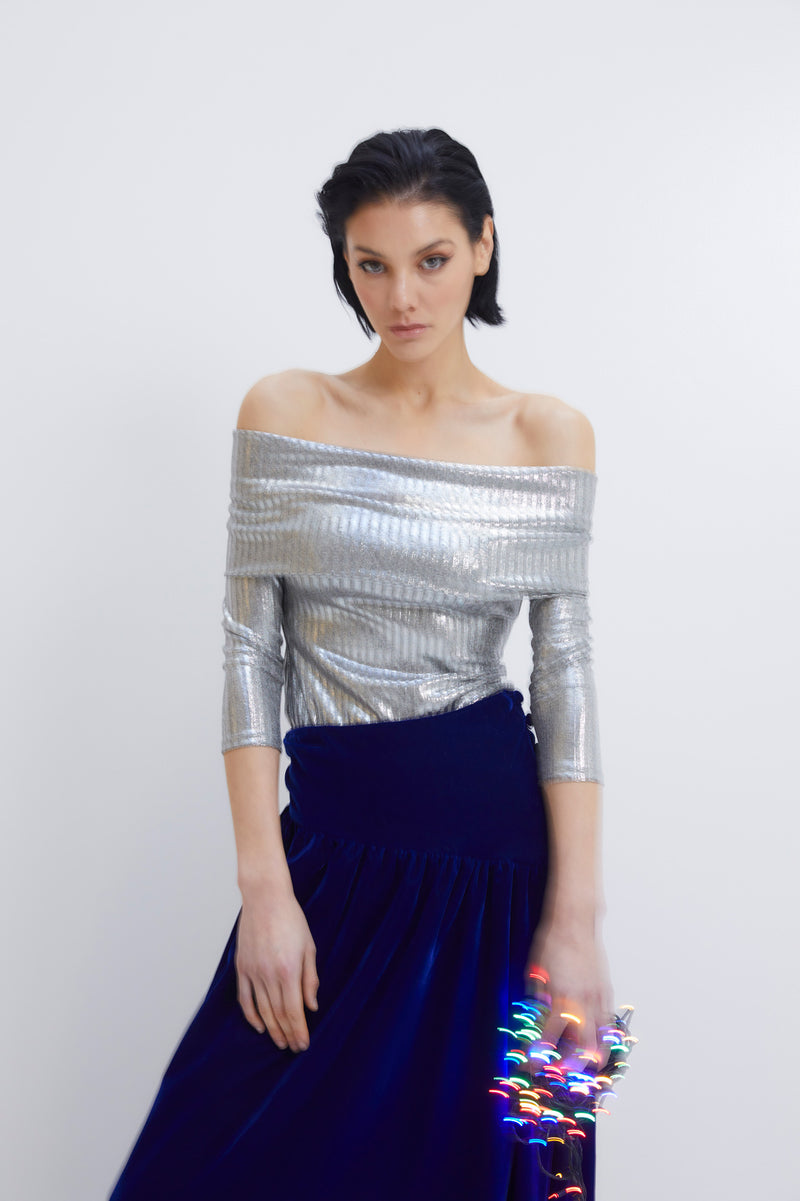 GIORGIA SILVER KNITTED TOP