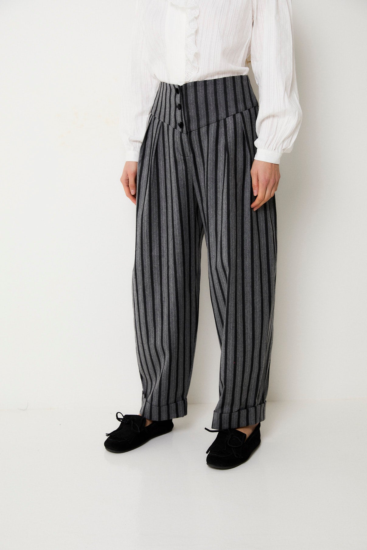 PANTALON PEPE RAYURES GRISES