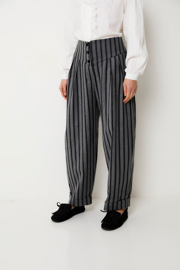 PANTALON PEPE RAYURES GRISES