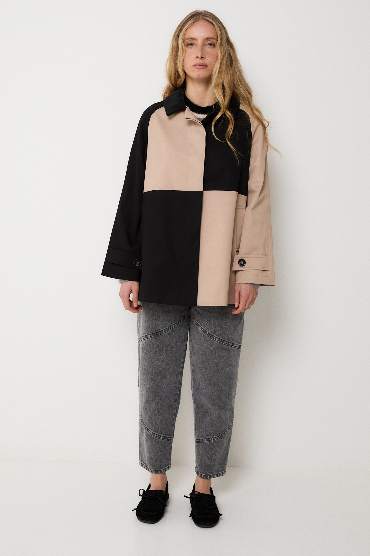 CHAQUETA DAMERO TRINCHERA BEIGE