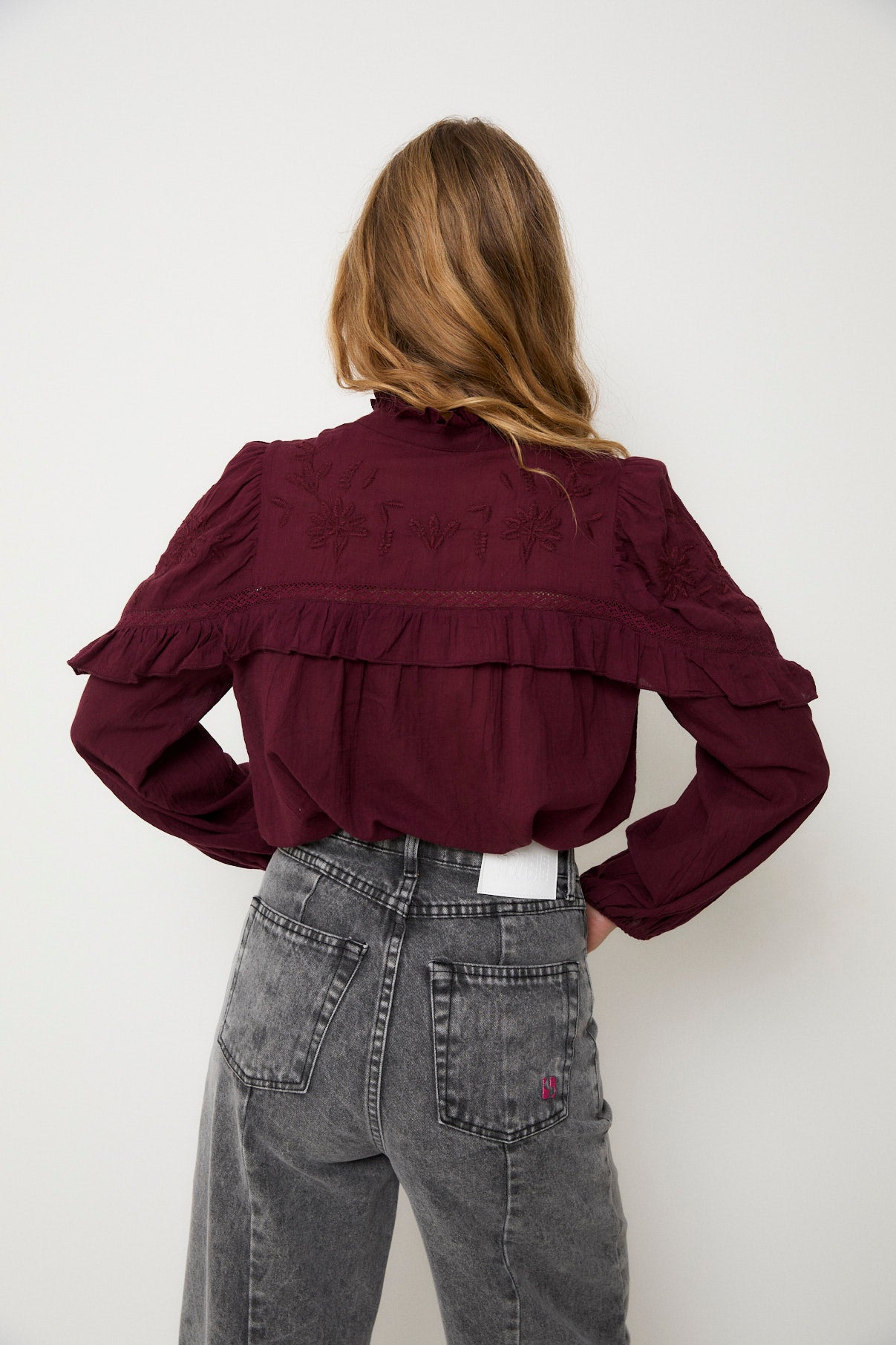BLUSA TRUJILLO EMBROIDERY BURGUNDY