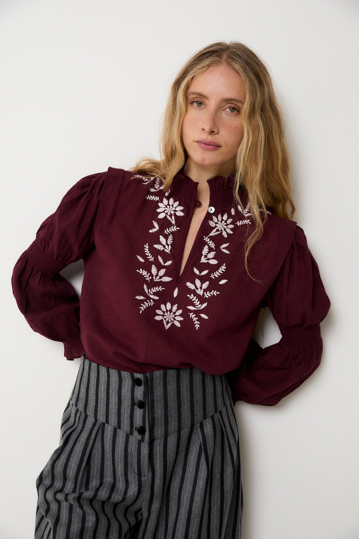 BLOUSE LUPE BRODERIE BORDEAUX