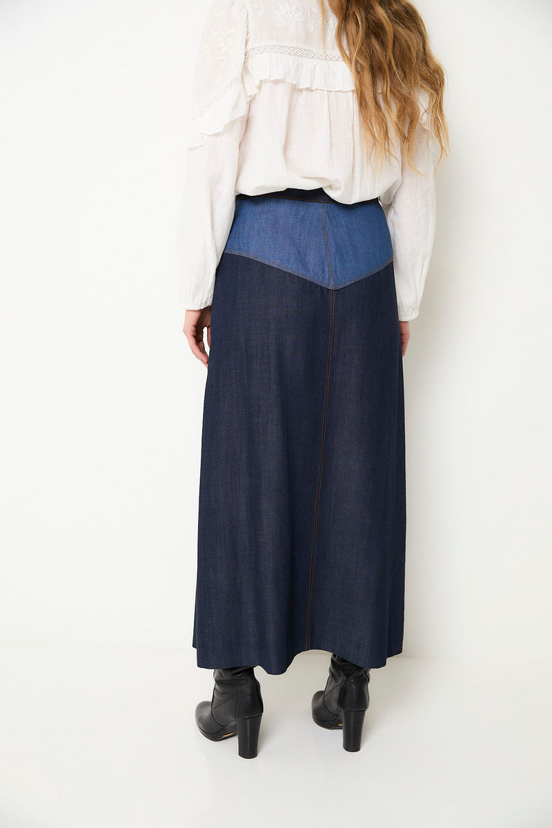 FALDA CATALINA MIX TENCEL AZUL